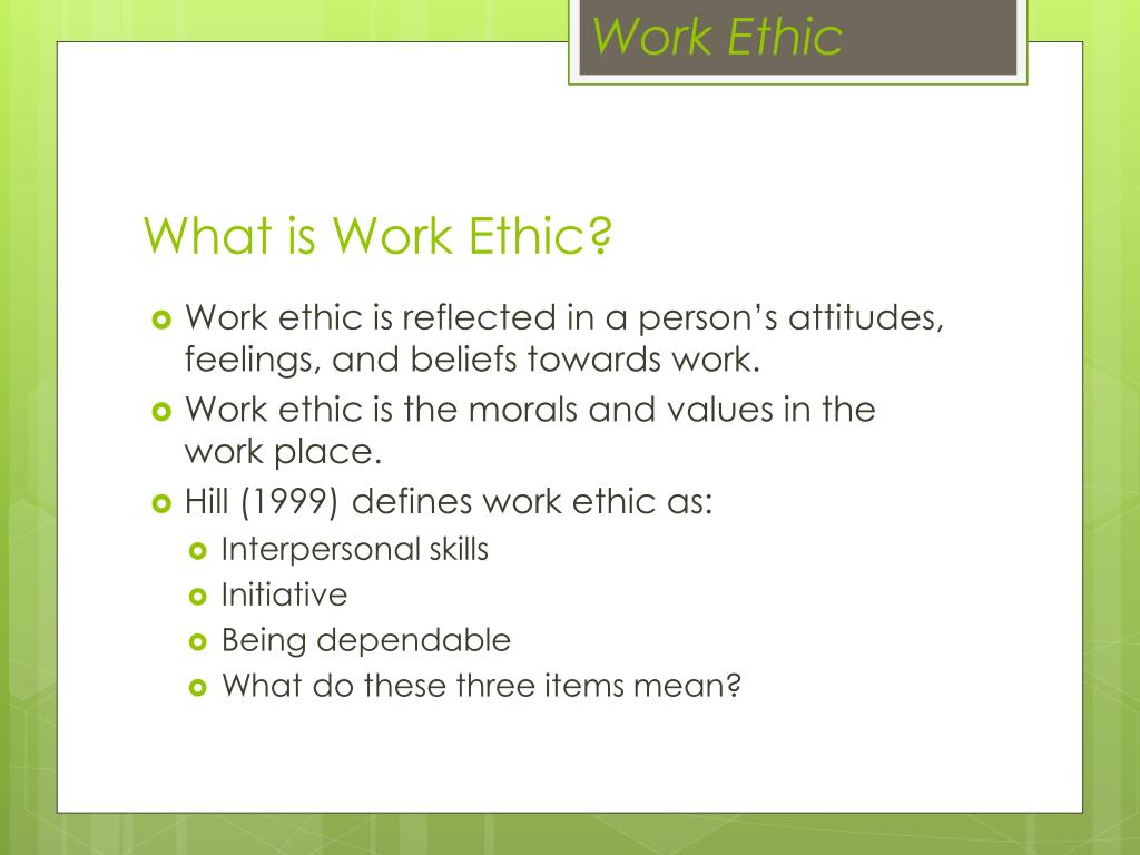 student work ethic examples