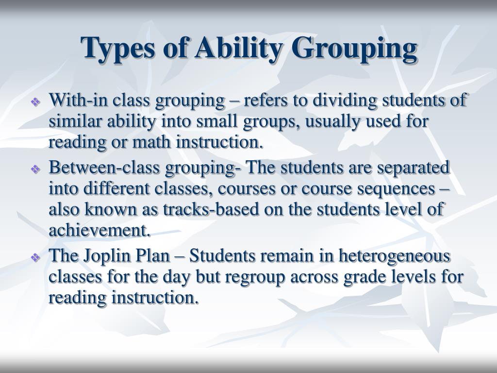 education topic ability grouping