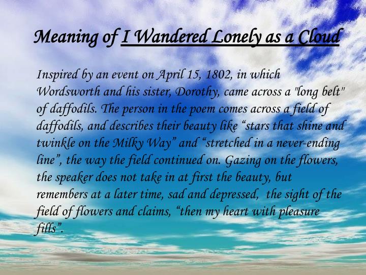 williams wordsworth i wandered lonely as a cloud williams wordsworth i wandered lonely as a cloud