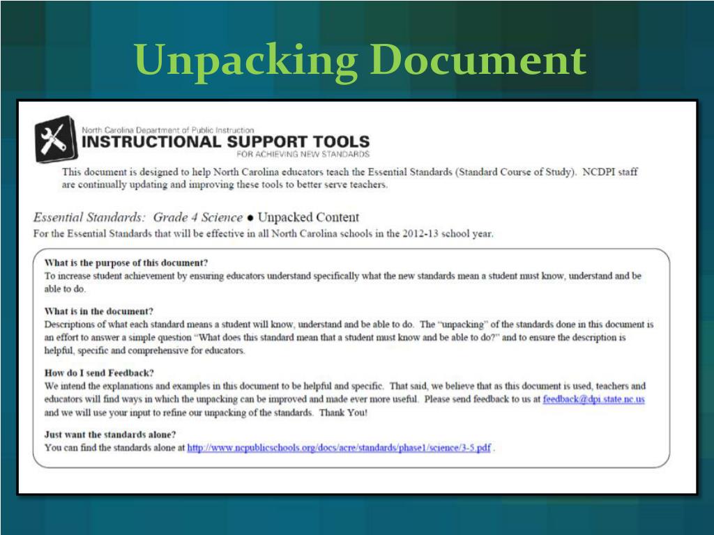 ncdpi unpacking documents ncdpi unpacking documents