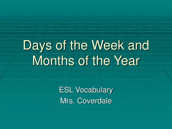 months of the year ppt