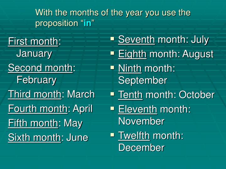 months of the year ppt