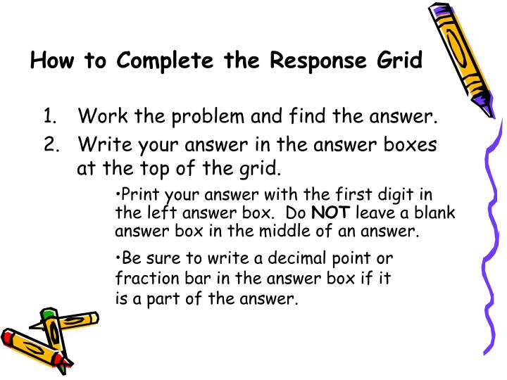 gridded response sheet gridded response sheet