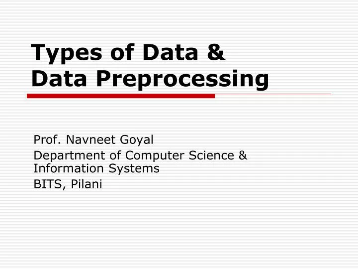 PPT - Types of Data & Data Preprocessing PowerPoint Presentation, free ...
