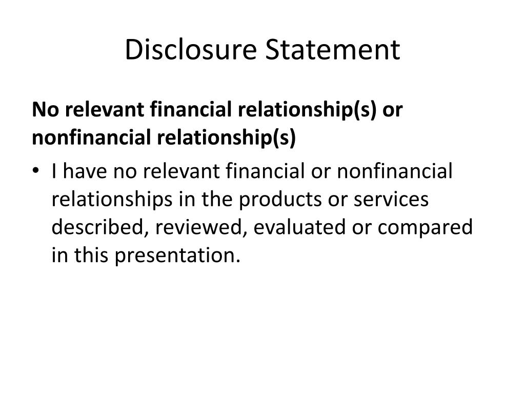 disclosure statement example for presentation