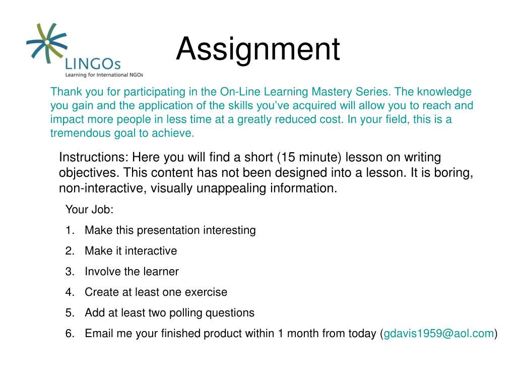 assignment presentation in english
