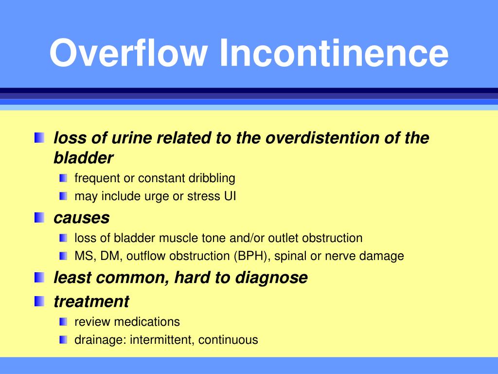 overflow incontinence residual volume overflow incontinence residual volume
