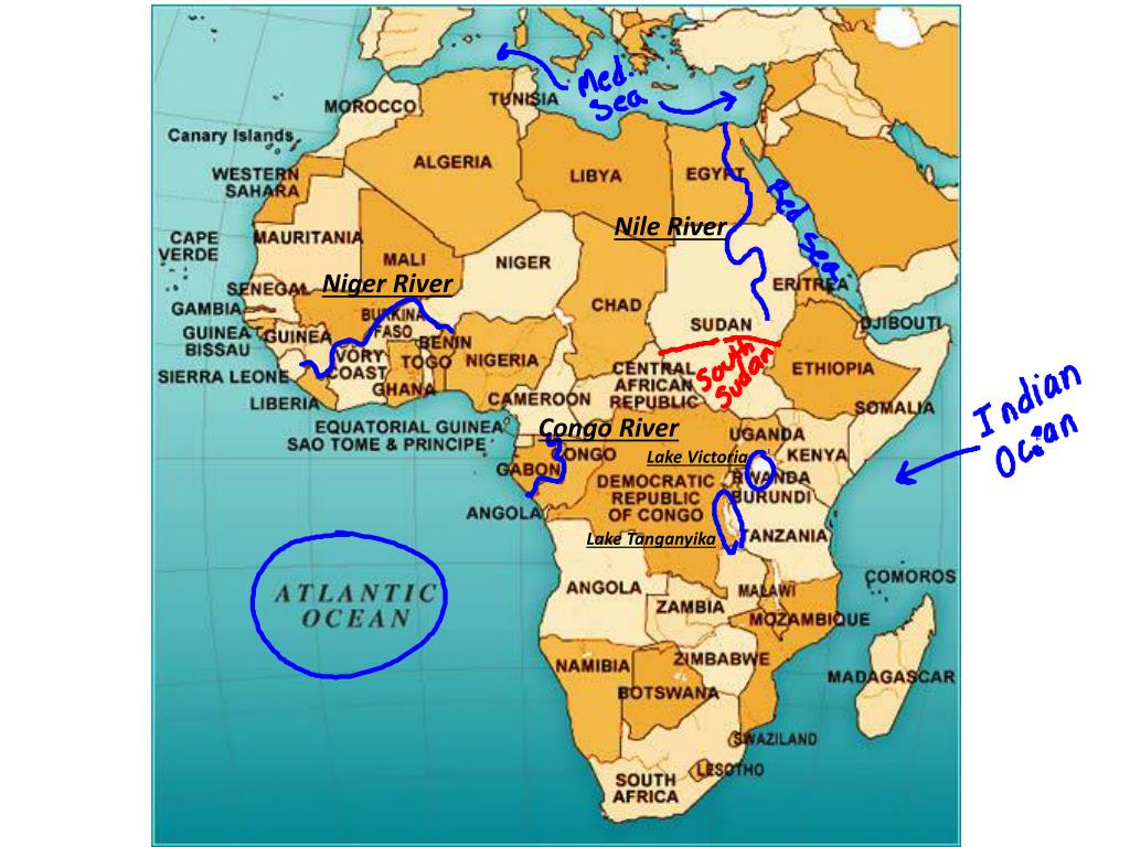 White nile river map africa