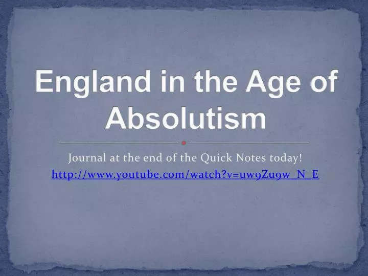 england in the age of absolutism n.