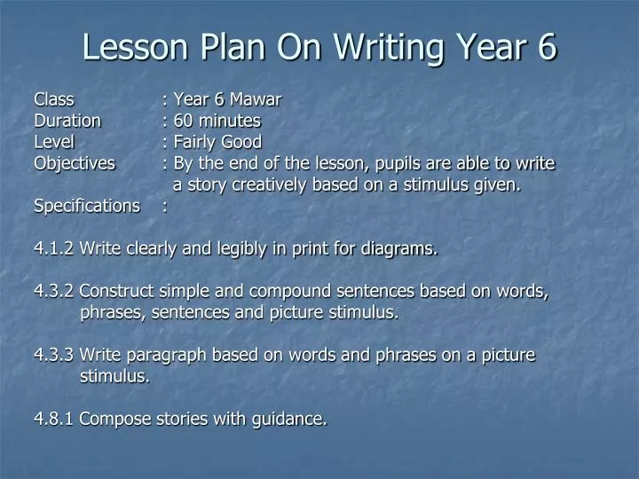 creative writing lesson plan year 6