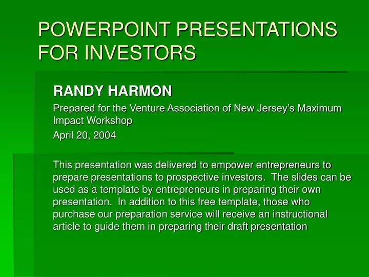 powerpoint presentations for investors n.