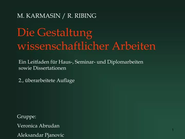 Ppt Die Gestaltung Wissenschaftlicher Arbeiten Powerpoint