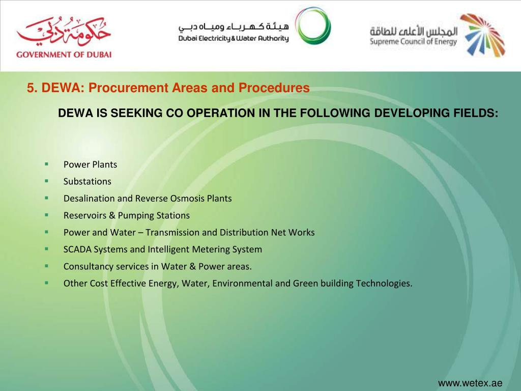 PPT - Exploring Business Opportunities with Dubai Electricity & Water ...