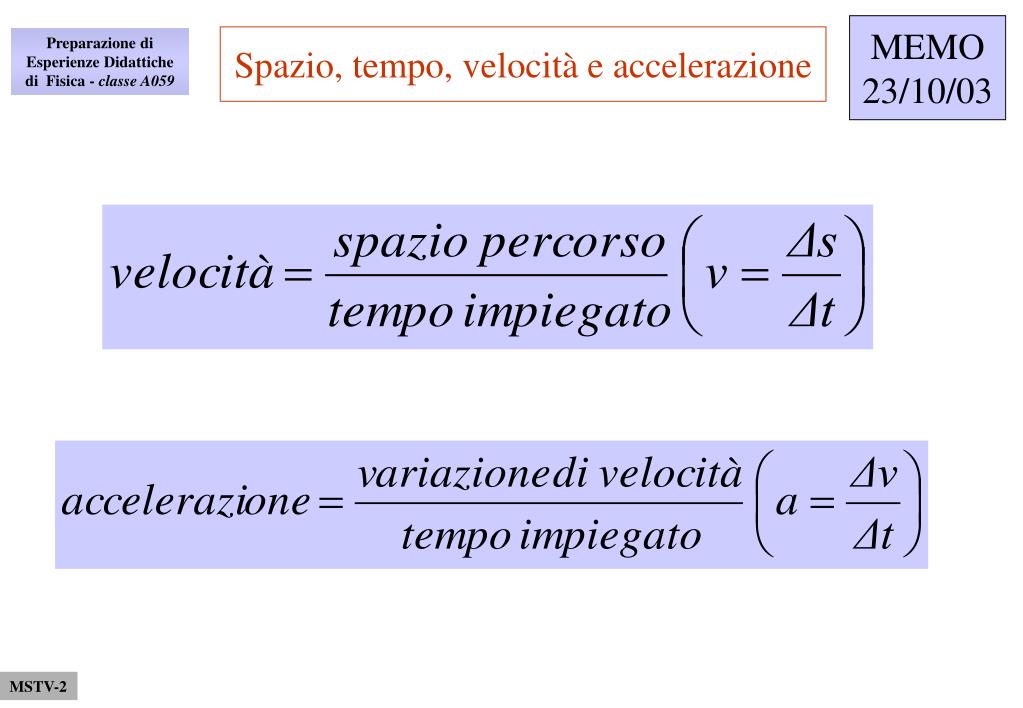Spazio Percorso Nel Tempo Di Reazione PPT - Spazio, tempo, velocità e accelerazione PowerPoint Presentation