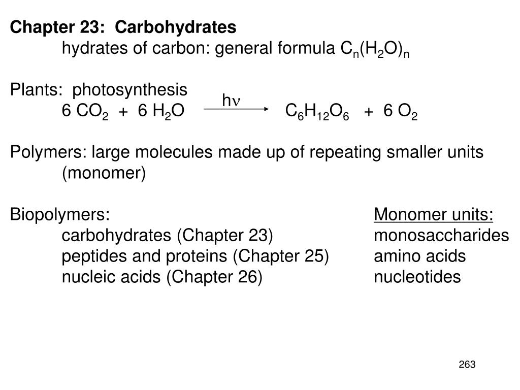 PPT Chapter 23 Carbohydrates hydrates of carbon general formula C n