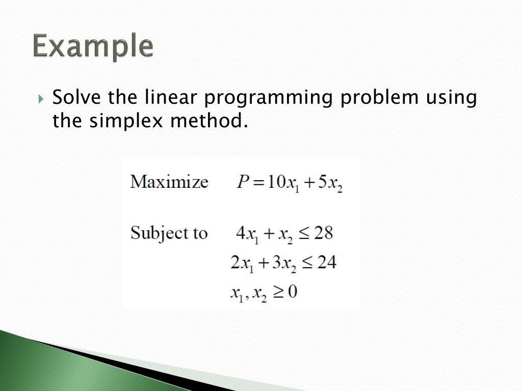 solved problems linear programming simplex method