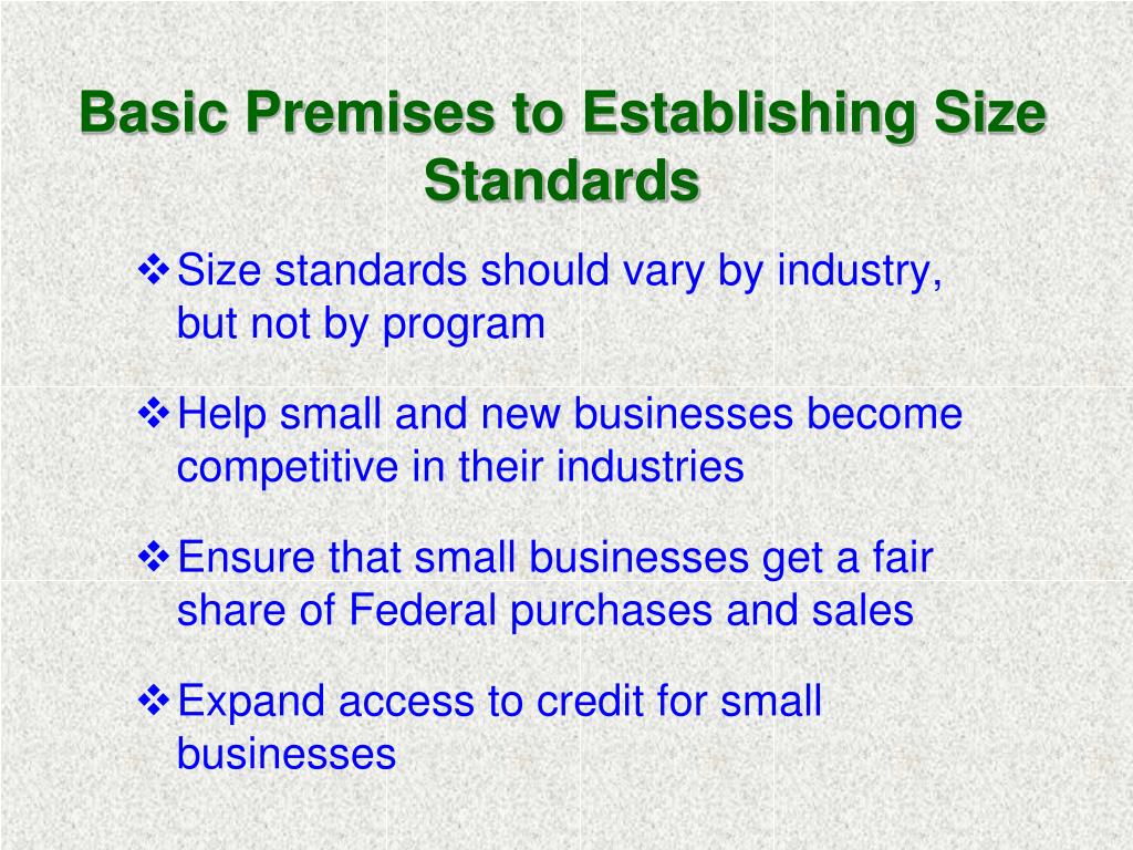 PPT SBA’s Size Standards Analysis An Overview on Methodology and