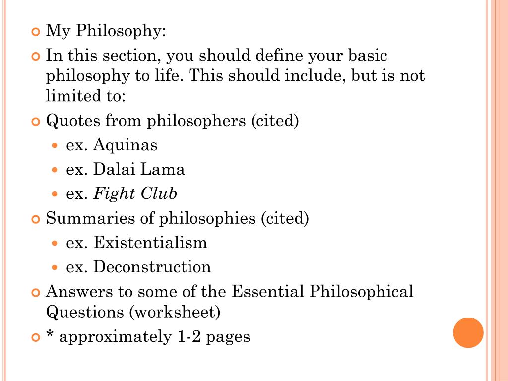 make your own philosophy in life essay brainly