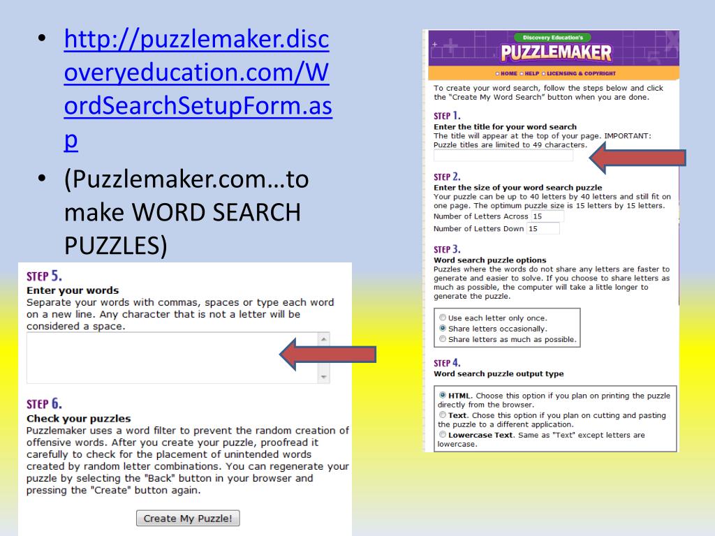 Ppt Puzzlemaker Discoveryeducation Wordsearchsetupform Asp Powerpoint Presentation Id 3044378