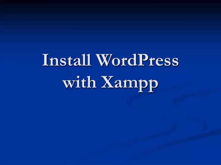 install wordpress xampp