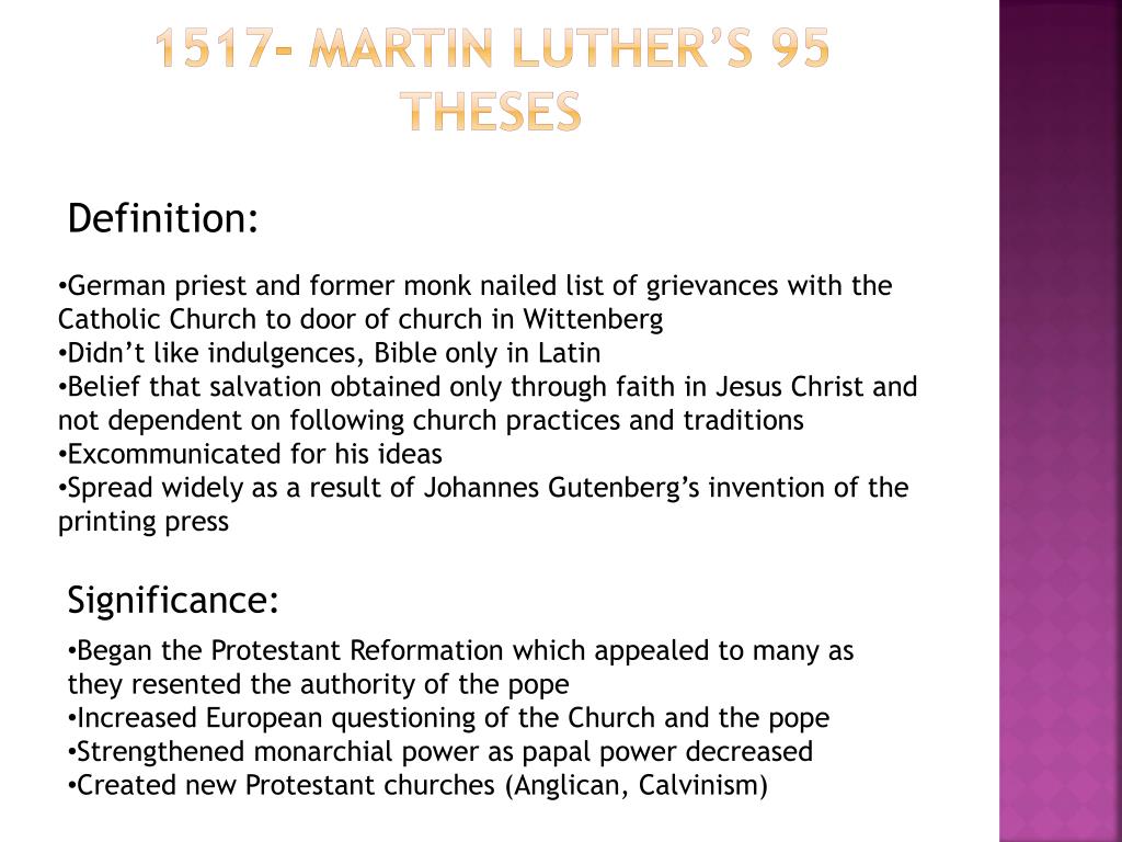 95 theses definition world history