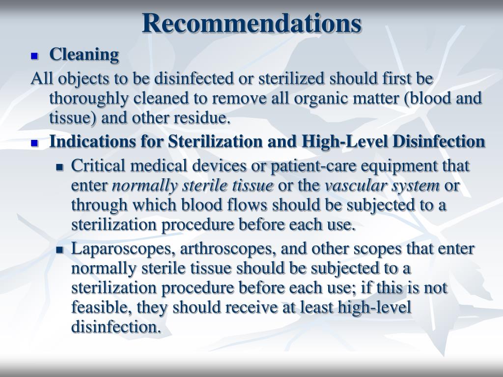 PPT Disinfection and Sterilization of PatientCare Equipment