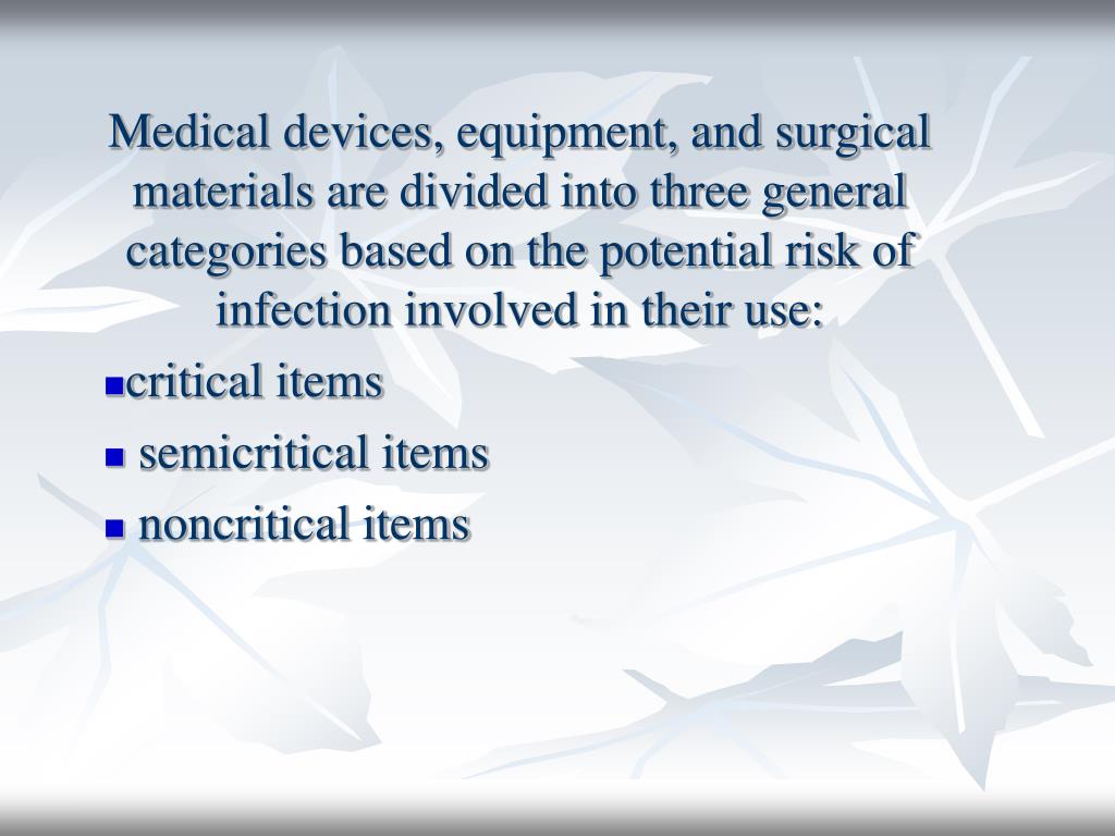 PPT Disinfection and Sterilization of PatientCare Equipment
