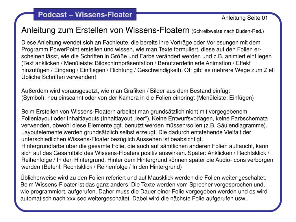 Ppt Anleitung Zum Erstellen Von Wissens Floatern Schreibweise Nach Duden Red Powerpoint Presentation Id