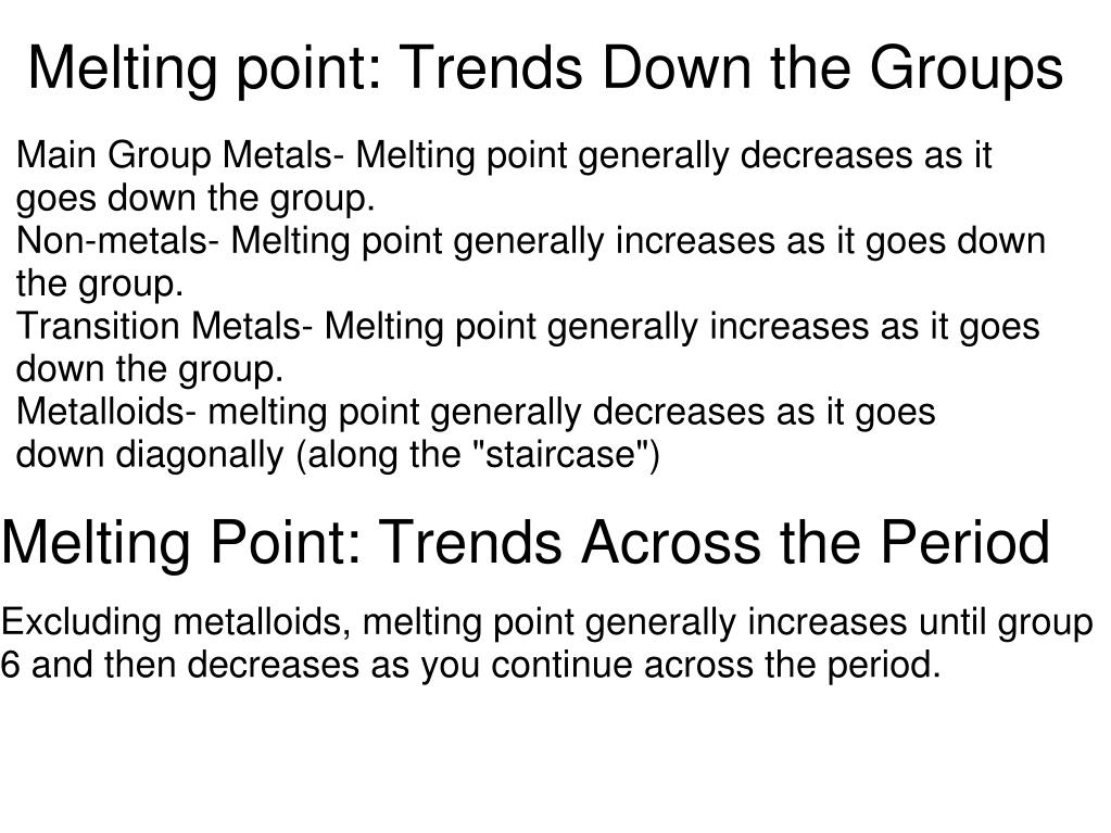 why does melting point of metals decrease down the group
