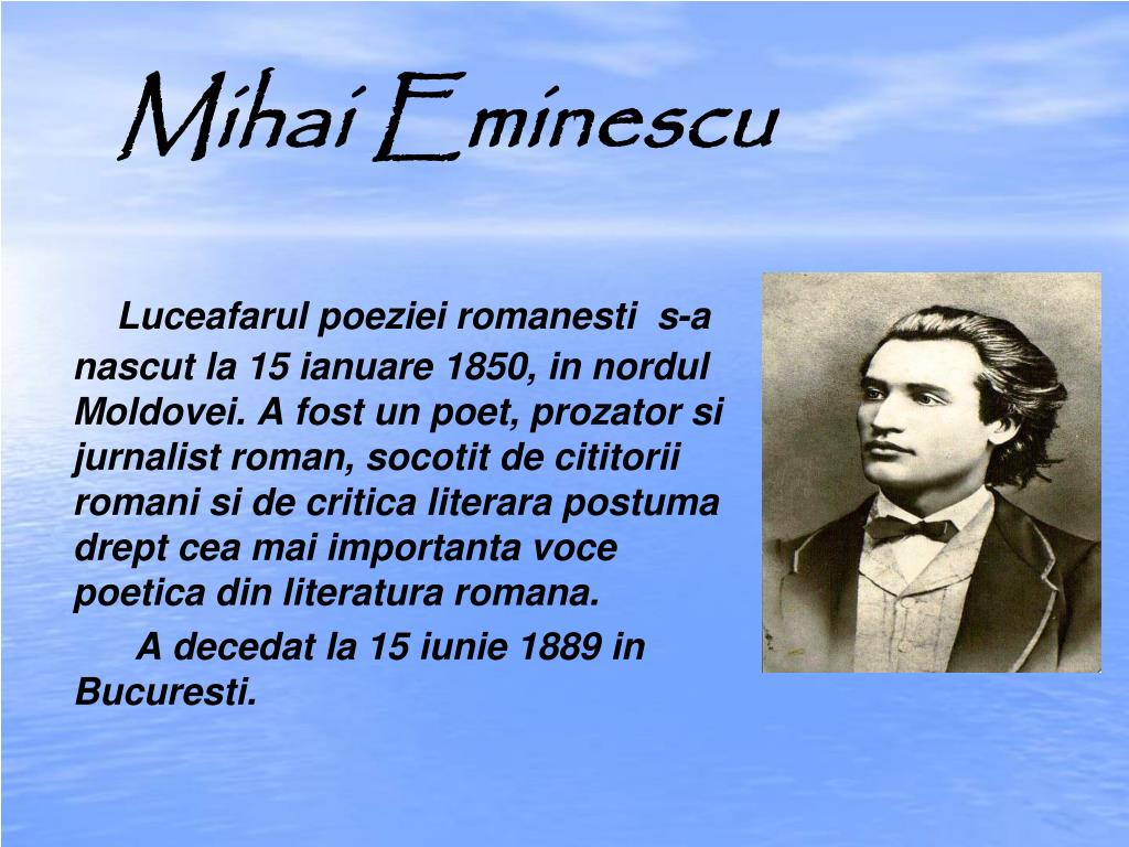 Ppt Mihai Eminescu Powerpoint Presentation Free Download Id