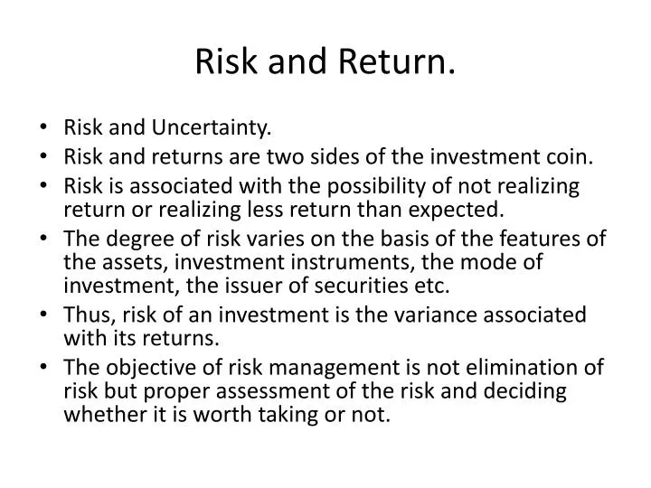 PPT - Risk and Return. PowerPoint Presentation, free download - ID:3048909