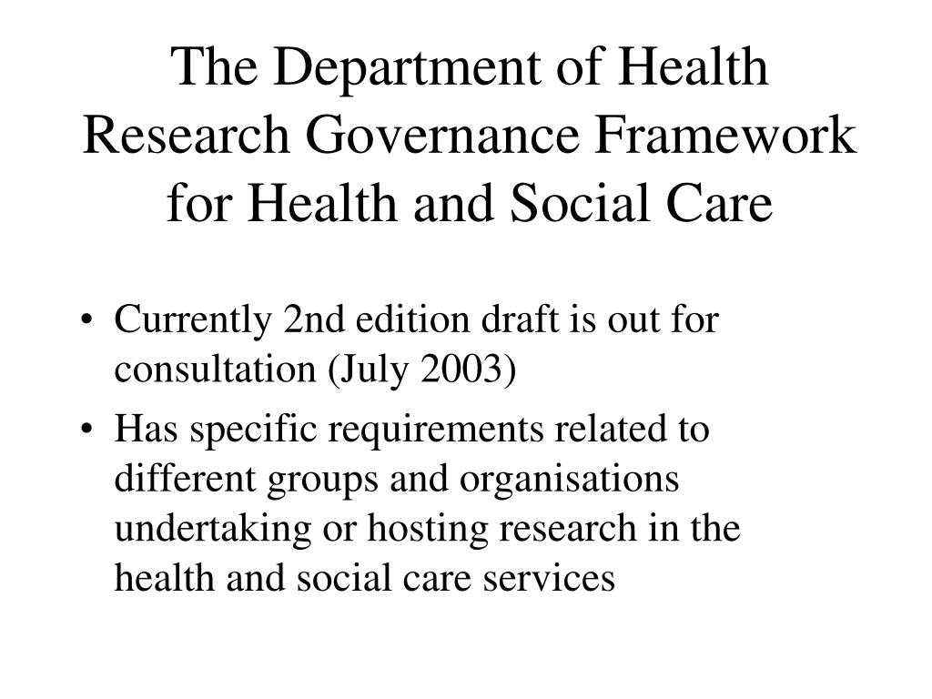 research governance framework for health and social care