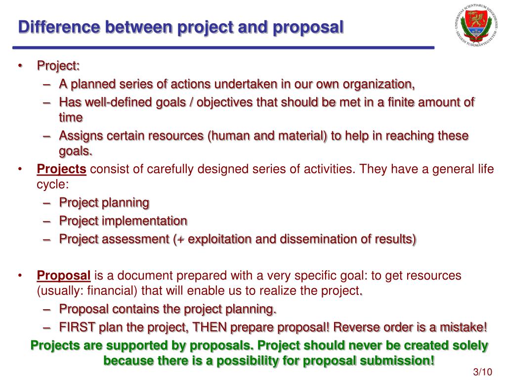 difference of proposal and presentation