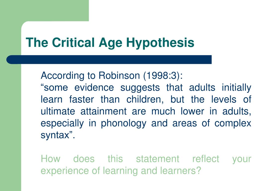 critical age hypothesis example