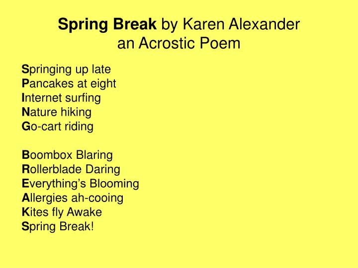 PPT - Spring Break PowerPoint Presentation - ID:3049603