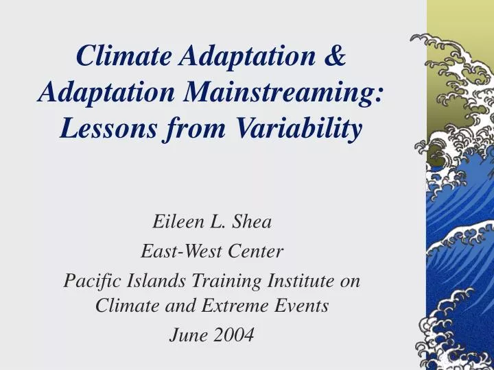 Ppt Climate Adaptation Adaptation Mainstreaming Lessons From