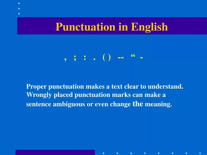 Ppt Punctuation In English Powerpoint Presentation Free Download