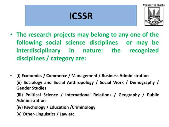 icssr research projects Completed projects icssr major research project sanctioned to me as project director for period of two years(2010-2012) on “role of working women in. icssr research projects Completed projects icssr major research project sanctioned to me as project director for period of two years(2010-2012) on “role of working women in.