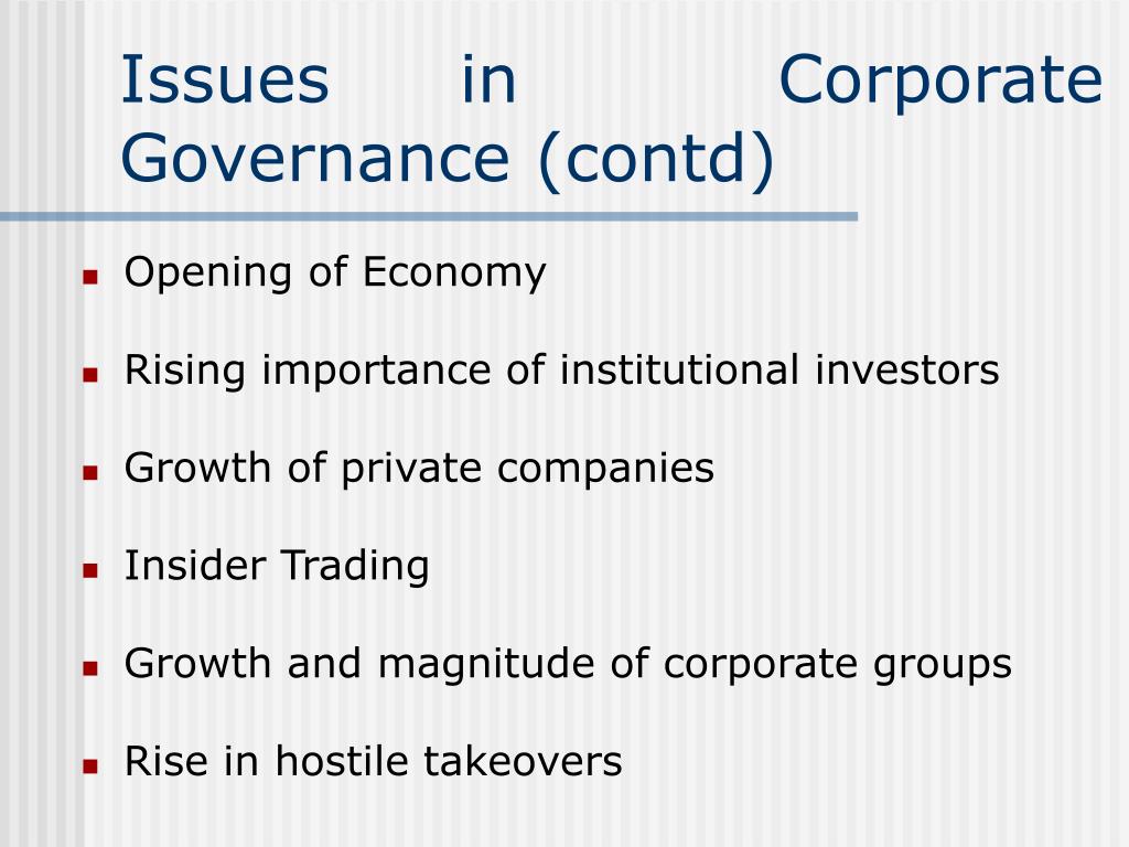 corporate governance issues essay