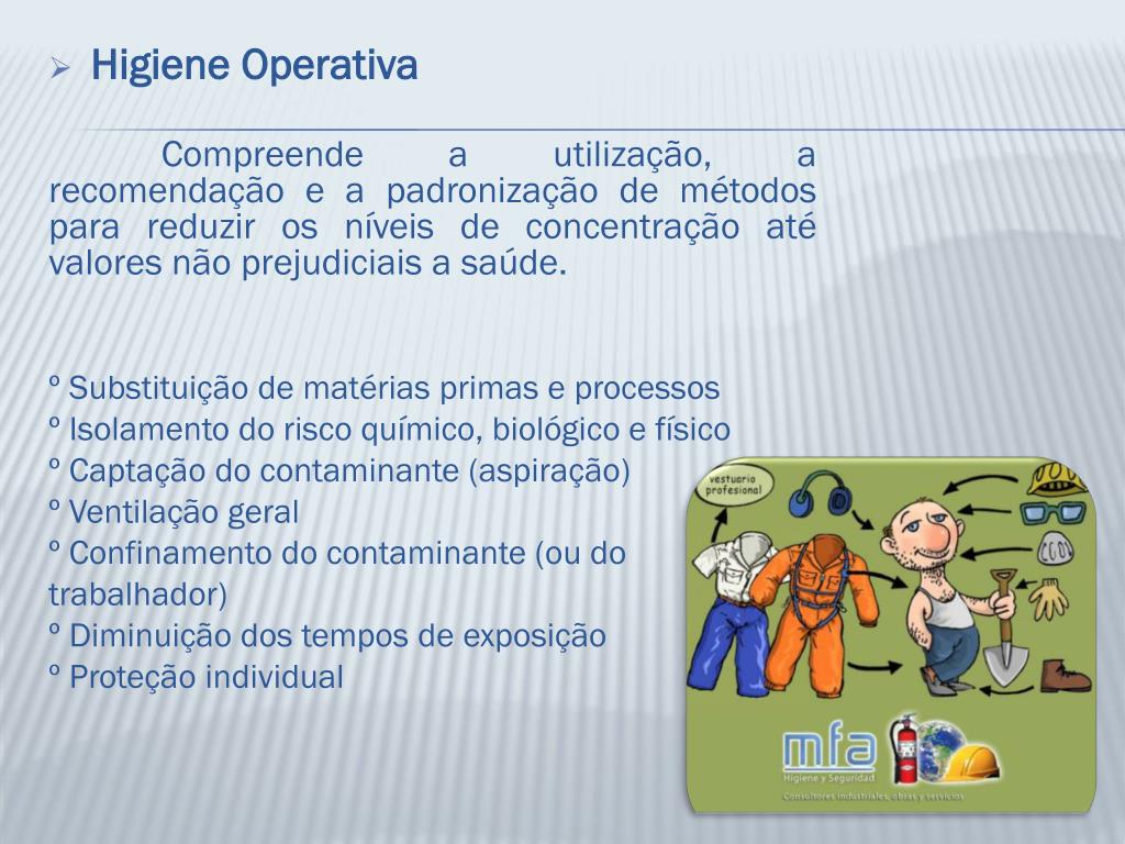 PPT - HIGIENE E SAÚDE OCUPACIONAL Enfª do Trabalho Jamilie Sena PowerPoint  Presentation - ID:3056686