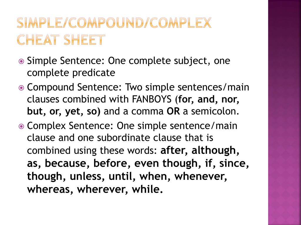 PPT - Simple/Compound/Complex Sentences PowerPoint Presentation, free ...