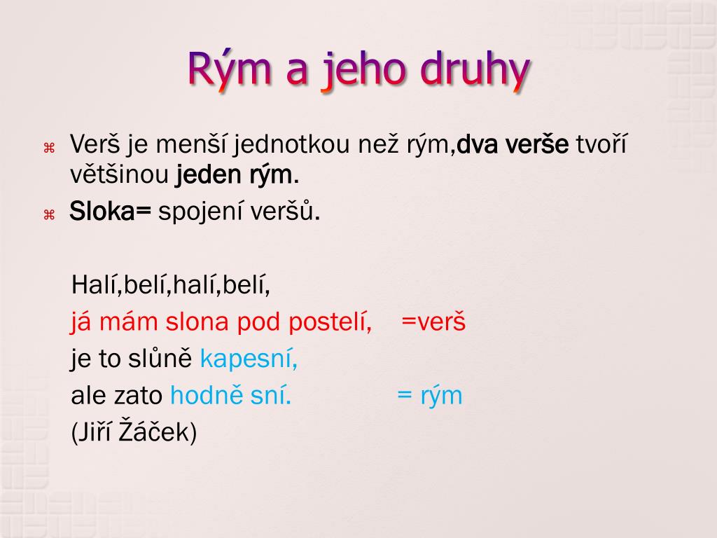 PPT - Rým a jeho druhy PowerPoint Presentation, free download - ID:3057717