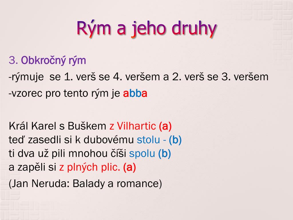 PPT - Rým a jeho druhy PowerPoint Presentation, free download - ID:3057717