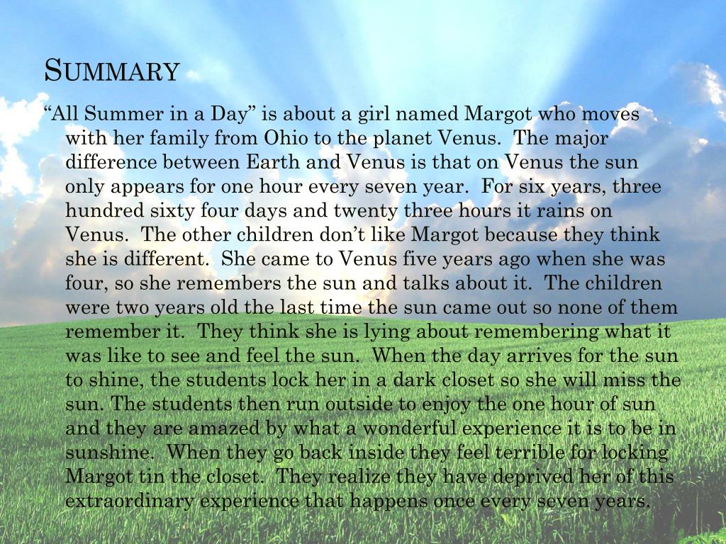 all summer in a day essay on theme