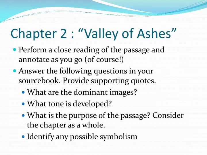 PPT Chapter 2 “Valley of Ashes” PowerPoint Presentation, free