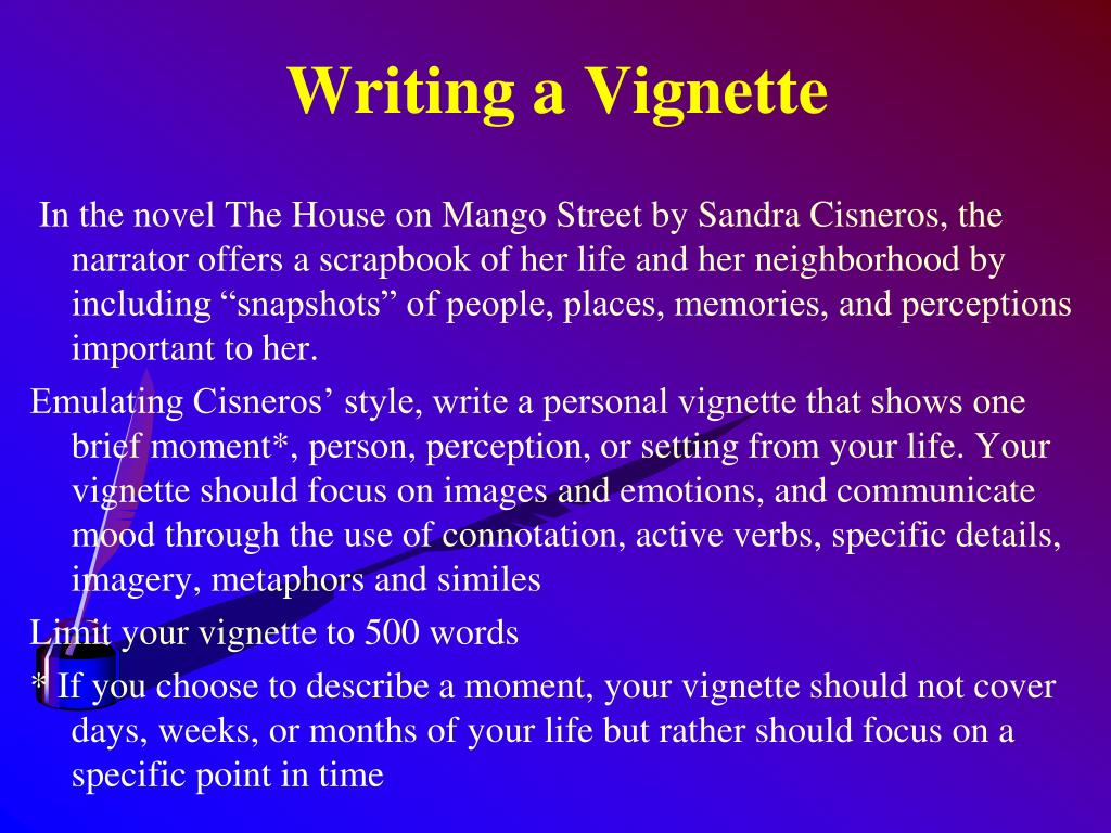 PPT - Writing a Vignette PowerPoint Presentation, free download
