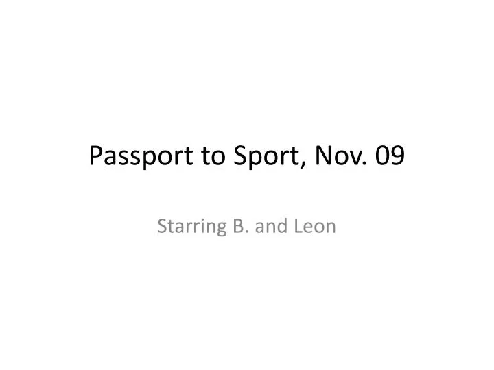 passport to sport nov 09 n.