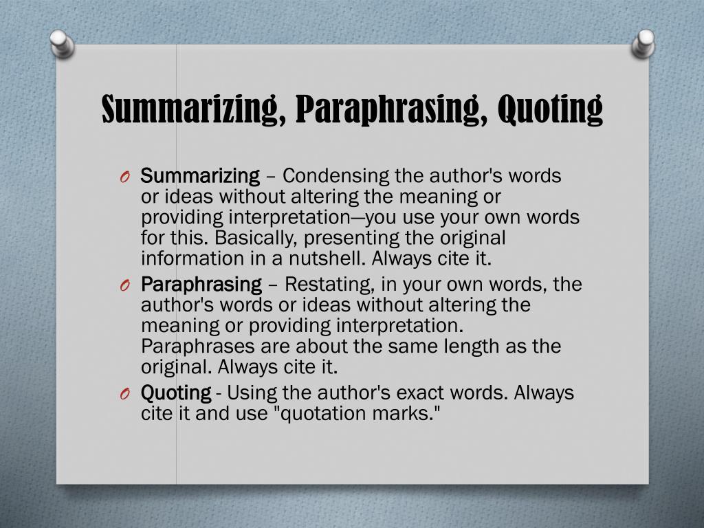 what is the importance of paraphrasing and summarizing