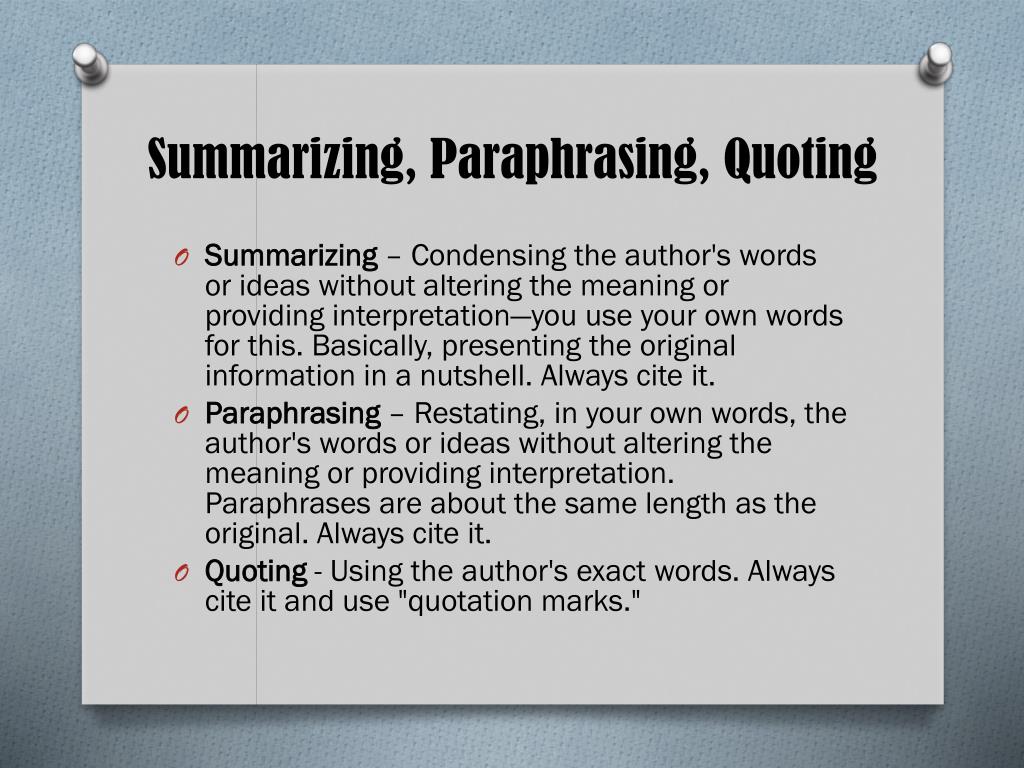 PPT Summarizing Paraphrasing Quoting PowerPoint Presentation Free