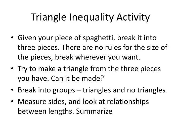 PPT Triangle Inequality Activity PowerPoint Presentation